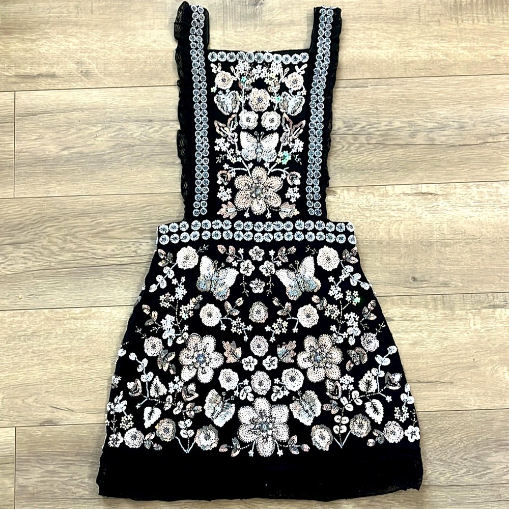 Like new Needle & Thread Embellished Bib Pinafore Dress Size 0